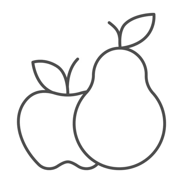 Icono de línea delgada de pera y manzana, concepto de jardín de granja, conjunto de signo de fruta sobre fondo blanco, Apple con icono de pera en estilo de esquema para el concepto móvil y el diseño web. Gráficos vectoriales. — Vector de stock