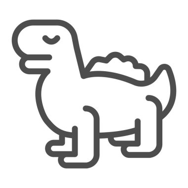 Dinazor çizgisi ikonu, çocuk oyuncakları konsepti, beyaz arka planda Tyrannosaurus sürüngen işareti, mobil konsept ve web tasarımı için ana hatlı siluet dinozor oyuncak ikonu. Vektör grafikleri.