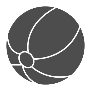 Şişme top katı ikonu, çocuk oyuncakları konsepti, beyaz arka planda lastik çizgili top tabelası, gezici konsept ve web tasarımı için plaj topu simgesi. Vektör grafikleri.