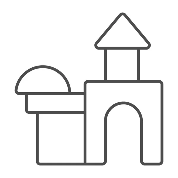 Château de blocs icône de ligne mince, concept de jouets pour enfants, panneau de jeu de construction de blocs en bois sur fond blanc, icône de maison en brique dans le style de contour pour concept mobile et web design. Graphiques vectoriels. — Image vectorielle
