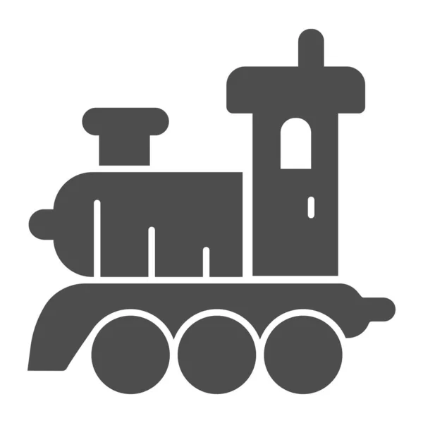 Ícone sólido de trem a vapor, conceito de brinquedos infantis, sinal de brinquedo de trem no fundo branco, ícone de locomotiva a vapor no estilo glifo para conceito móvel e design web. Gráficos vetoriais. — Vetor de Stock