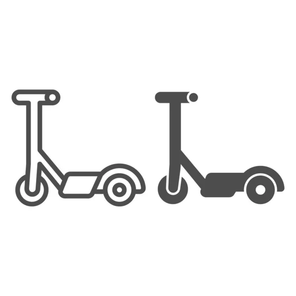 Kid Scooter linka a pevná ikona, dítě hračky koncept, Balance push bike znamení na bílém pozadí, válec skútr ikona v obrysu stylu pro mobilní koncept a web design. Vektorová grafika. — Stockový vektor