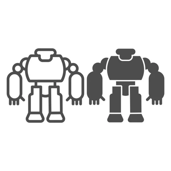 机器人线和实心图标，儿童玩具概念，白色背景上的机器人标志，大机器人玩具图标在概念和网页设计的轮廓风格。矢量图形. — 图库矢量图片