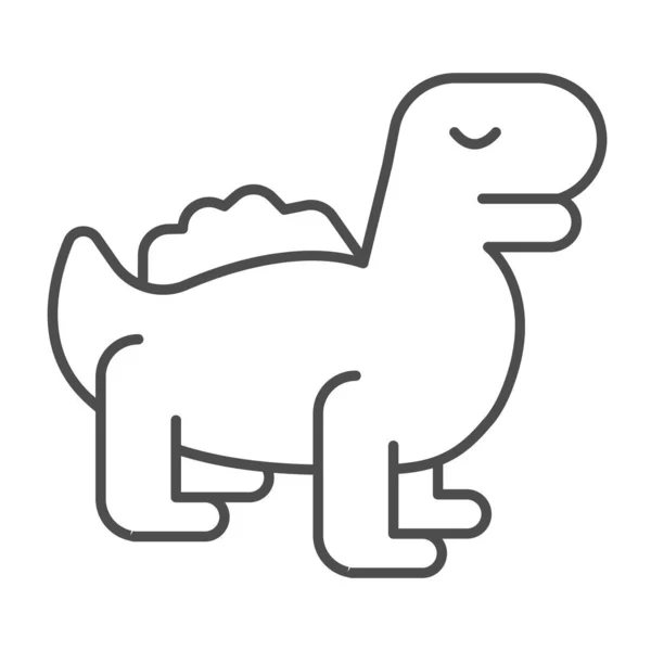 恐竜の細い線のアイコン、子供のおもちゃのコンセプト、白い背景にティラノサウルスの爬虫類のサイン、モバイルコンセプトとウェブデザインのアウトラインスタイルでシルエット恐竜のおもちゃのアイコン。ベクトルグラフィックス. — ストックベクタ