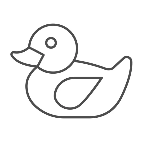 Icono de línea delgada de pato de baño, concepto de juguetes para niños, letrero de pato de goma sobre fondo blanco, juguete de goma para icono de baño en estilo de esquema para concepto móvil y diseño web. Gráficos vectoriales. — Vector de stock