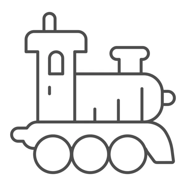 Steam train thin line icon, kid toys concept, train toy sign on white background, steam locomotive icon in outline style for mobile concept and web design. Vector graphics. — Stock Vector