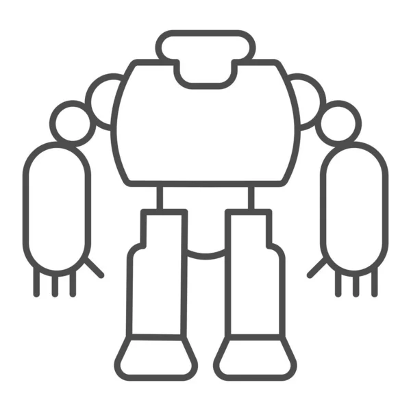 Icône de ligne mince de robot, concept de jouets pour enfants, signe de cyborg sur fond blanc, icône de jouet de grand robot dans le style de contour pour le concept mobile et la conception Web. Graphiques vectoriels. — Image vectorielle