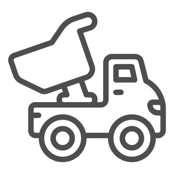 Icône de ligne de jouet de camion, concept de jouets pour enfants, panneau de benne en plastique sur fond blanc, icône de jouet de camion de construction dans le style de contour pour le concept mobile et la conception Web. Graphiques vectoriels. — Image vectorielle