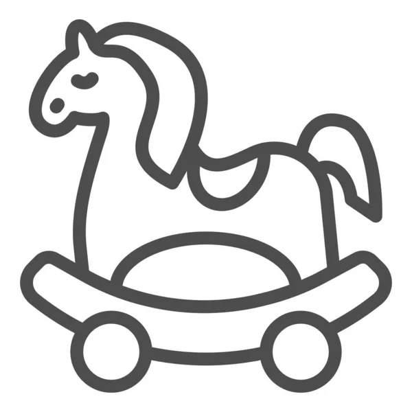 Icono de línea de caballo de juguete, concepto de juguetes para niños, letrero de caballo mecedora de madera sobre fondo blanco, icono de juguete de caballo bebé en estilo de esquema para el concepto móvil y el diseño web. Gráficos vectoriales. — Archivo Imágenes Vectoriales