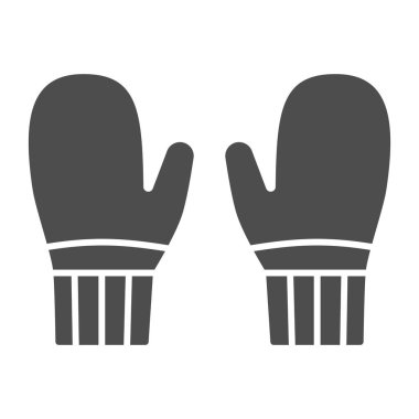 Örülmüş eldivenler katı ikon, kışlık kıyafet konsepti, beyaz arka planda kış eldivenleri imzası, mobil ve web tasarımı için glifli bir çift Noel eldiveni ikonu. Vektör grafikleri.