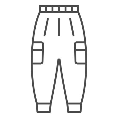 Sıcak pantolon, ince çizgi ikonu, kış kıyafetleri konsepti, beyaz arka planda aktif tatil tabelası için kış kıyafetleri, mobil ve web için ana hatlarda sıcak pantolon ikonu. Vektör grafikleri.