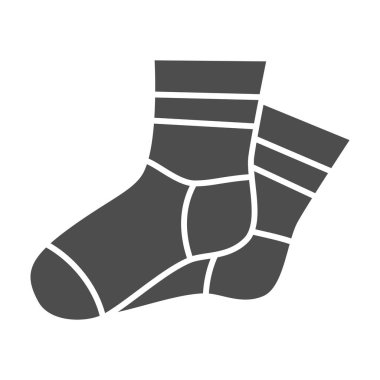 Sıcak çoraplar katı ikon, kışlık kıyafet konsepti, beyaz arka planda çorap tabelası, mobil konsept ve web tasarımı için glyph stili kış çorapları ikonu. Vektör grafikleri.