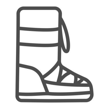 Kış çizmeleri ikonu, kış kıyafetleri konsepti, beyaz arka planda sıcak ayakkabı tabelası, mobil konsept ve web tasarımı için ana hatlı kış ayakkabı ikonu. Vektör grafikleri.