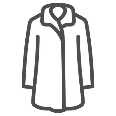 Kadın kürk giyim tarzı ikon, kış kıyafetleri konsepti, beyaz arka planda kışlık ceket tabelası, mobil konsept ve web tasarımı için ana hatlı Sheepskin ceket ikonu. Vektör grafikleri.