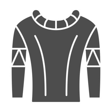 Sıcak süveter katı ikon, kışlık kıyafet konsepti, beyaz arka planda aktif tatil tabelası için süveter, mobil ve web tasarımı için glyph tarzı yün kazak ikonu. Vektör grafikleri.