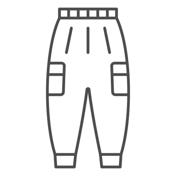 Тёплые брюки тонкая линия икона, зимняя концепция одежды, зимняя открытая одежда для активного отдыха знак на белом фоне, значок теплые брюки в очертаниях стиль для мобильных и веб. Векторная графика. — стоковый вектор