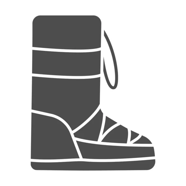 Fuzzy winter boot solid icon, Winter clothes 컨셉트 , warm shoes sign on white background, winter footwear icon in glyph style for mobile concept and web design. 벡터 그래픽. — 스톡 벡터