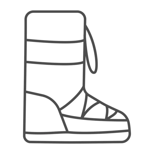 Fuzzy winter boot dunne lijn pictogram, Winter kleding concept, Warme schoenen teken op witte achtergrond, winter schoeisel pictogram in outline stijl voor mobiele concept en web design. vectorgrafieken. — Stockvector