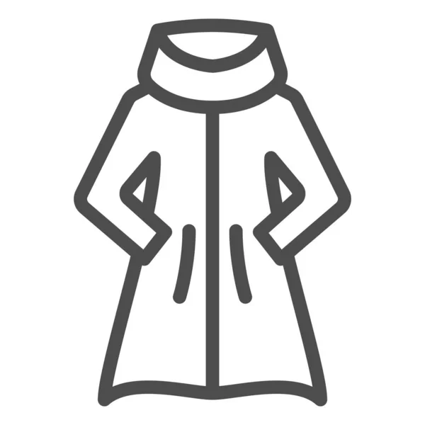 Women coat with warm collar line icon, Winter clothes concept, fur coat sign on white background, Sheepskin jacket icon in outline style for mobile concept and web design. Vector graphics. — Stockový vektor