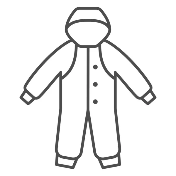 Macacão de inverno para recém-nascidos ícone de linha fina, conceito de roupas de inverno, sinal de ternos de bebê no fundo branco, macacão infantil com ícone de capuz no estilo de contorno para celular e web. Gráficos vetoriais. — Vetor de Stock