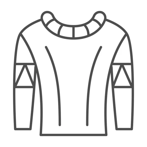 Jersey cálido icono de línea delgada, concepto de ropa de invierno, suéter para signo de ocio activo sobre fondo blanco, ícono de jersey de lana de punto en estilo de esquema para el diseño móvil y web. Gráficos vectoriales. — Vector de stock