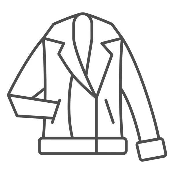 Manteau d'hiver homme fine icône de ligne, concept de vêtements d'hiver, signe de veste d'hiver sur fond blanc, manteau chaud avec icône de revers dans le style de contour pour concept mobile et web design. Graphiques vectoriels. — Image vectorielle