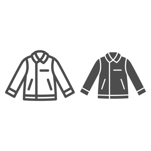 Herren Lederjacke Linie und solide Ikone, Winterbekleidungskonzept, Ledermantel Zeichen auf weißem Hintergrund, Biker Jacke Ikone im Outline-Stil für mobiles Konzept und Webdesign. Vektorgrafik. — Stockvektor