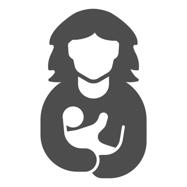 Matka i dziecko Solidna ikona, Dzień matki koncepcja, matek opieki znak na białym tle, matka trzymając ikonę dziecka w stylu glifowym dla mobilnej koncepcji i projektowania stron internetowych. Grafika wektorowa. — Wektor stockowy