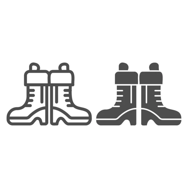 Ligne de bottes d'hiver femme et icône solide, concept de fête des mères, chaussures d'hiver femme signe sur fond blanc, icône de bottes élégantes dans le style de contour pour concept mobile et web design. Graphiques vectoriels. — Image vectorielle