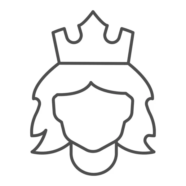 Head of woman with crown thin line icon, Mother day concept, Beauty woman with crown sign on white background, profile of princess or queen icon in outline style for mobile, web. Vector graphics. — Stock Vector