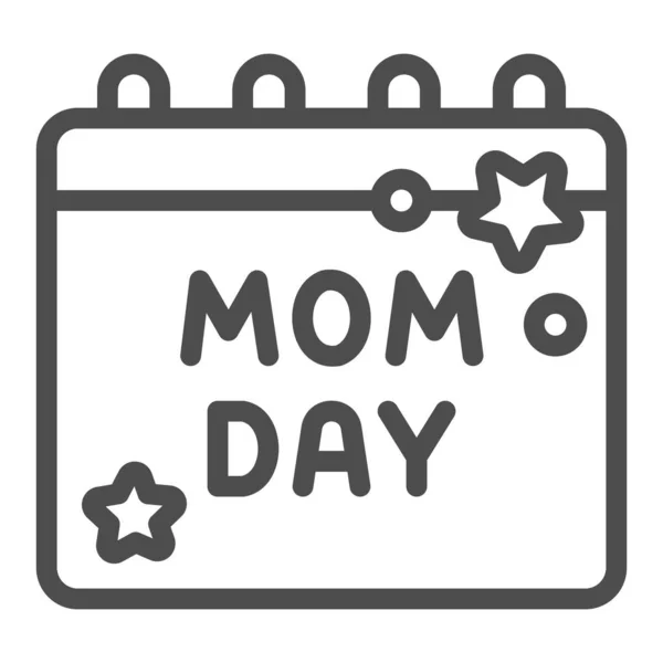 Szczęśliwy dzień matki ikona kalendarza, Dzień matki koncepcja, data uroczystości przypomnienie znak na białym tle, ikona kalendarza mama dzień w zarysie stylu dla telefonów komórkowych, projektowanie stron internetowych. Grafika wektorowa. — Wektor stockowy