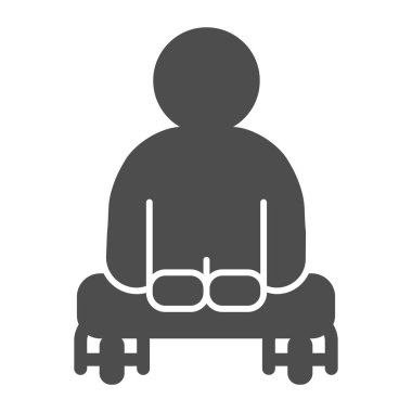 Tekerlekli sandalyesi olmayan adam sağlam bir ikon, engelli konsepti, beyaz arka planda fiziksel engelli imzası olan, tekerlekli sandalye ikonu olan, glifli bir adam. Vektör grafikleri.