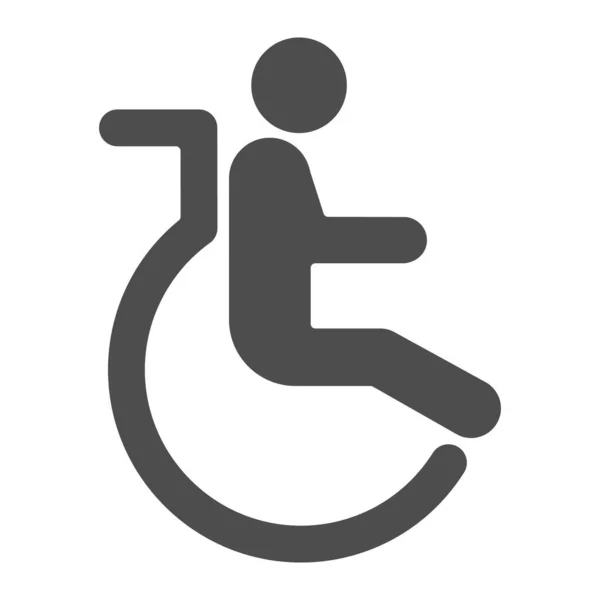 Disabled man in wheelchair solid icon, disability concept, disabled man in wheelchairsign on white background, disabled man in wheelchair icon in glyph style. Vector graphics. — Stock Vector