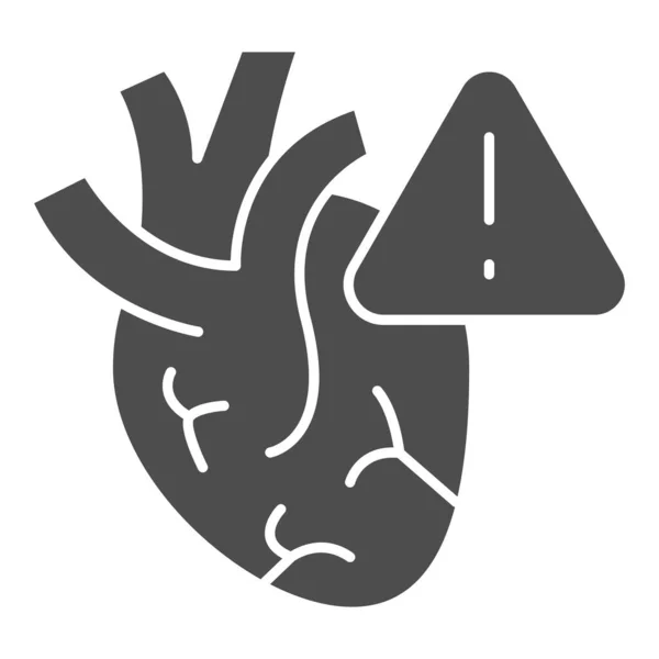 Rischio cardiaco di ictus icona solida, concetto di disabilità, segno di attacco di cuore su sfondo bianco, sintomi di icona cardiopatia in stile glifo. Grafica vettoriale. — Vettoriale Stock