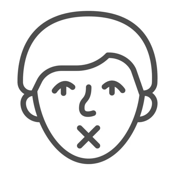 Head of deaf and dumb guy line icon, disability concept, deaf and dumb guy sign on white background, deaf and dumb guy icon in outline style. Vector graphics. — Vetor de Stock