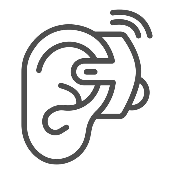Ikona pomůcky pro sluch, koncepce zdravotního postižení, značka naslouchátka a naslouchátka na bílém pozadí, ikona pomůcky pro hluché ve stylu osnovy pro mobilní koncept a design webu. Vektorová grafika. — Stockový vektor