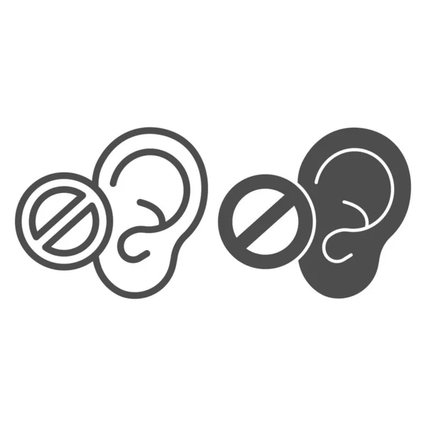 Hearing problems line and solid icon, disability concept, lack of hearing sign on white background, lack of hearing icon in outline style for mobile concept and web design. Vector graphics. — Stock Vector