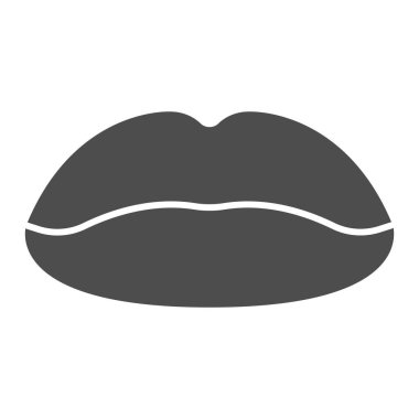 Dudakları sağlam ikon, tutku konsepti, beyaz arka planda öpücük işareti, mobil konsept ve web tasarımı için Lips simgesi. Vektör grafikleri.