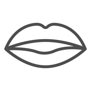Dudak çizgisi ikonu, tutku konsepti, beyaz arka planda öpücük işareti, mobil konsept ve web tasarımı için ana hatlı Lips simgesi. Vektör grafikleri.
