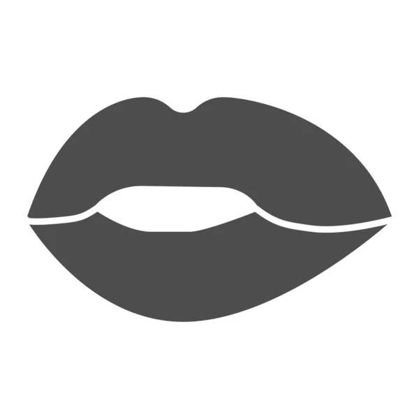 Labbra icona solida, concetto di passione, segno Kiss su sfondo bianco, icona Lips in stile glifo per il concetto mobile e web design. Grafica vettoriale. — Vettoriale Stock