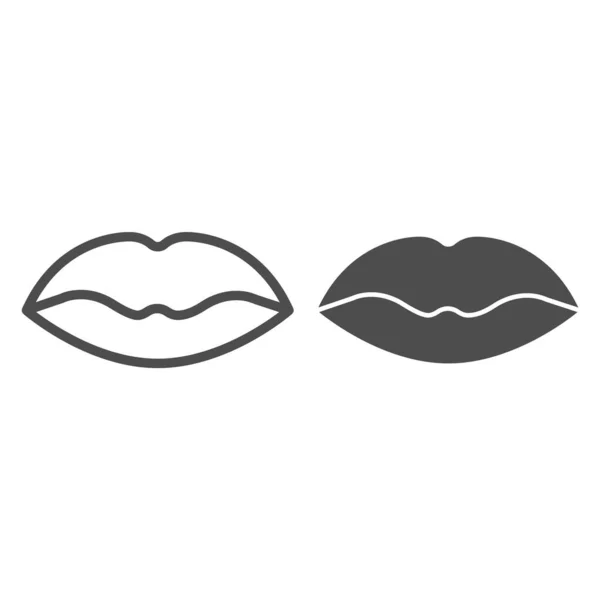 Línea de labios e icono sólido, concepto de pasión, signo de beso sobre fondo blanco, icono de labios en estilo de esquema para el concepto móvil y el diseño web. Gráficos vectoriales. — Archivo Imágenes Vectoriales