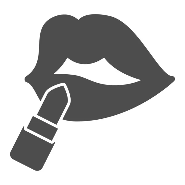 Губы с твердым значком помады, концепция Parfumery, губы с помадой знак на белом фоне, губы с иконкой помады в глифическом стиле для мобильного веб-дизайна концепции. Векторная графика. — стоковый вектор
