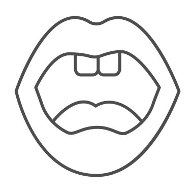 Bebek ağzı, ince çizgi ikonu, çocuk vücudu konsepti, beyaz arka planda bebek dudakları işareti, mobil konsept ve web tasarımı için ana hatlı dudak simgesi. Vektör grafikleri.