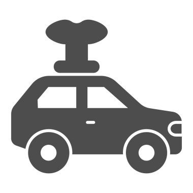 Anahtar sağlam ikona sahip araba oyuncağı, çocuk oyuncağı konsepti, beyaz arka planda sarmal anahtar işareti olan mekanik oyuncak araç, mobil tasarım için Glock tarzı Clockwork araba ikonu. Vektör grafikleri.