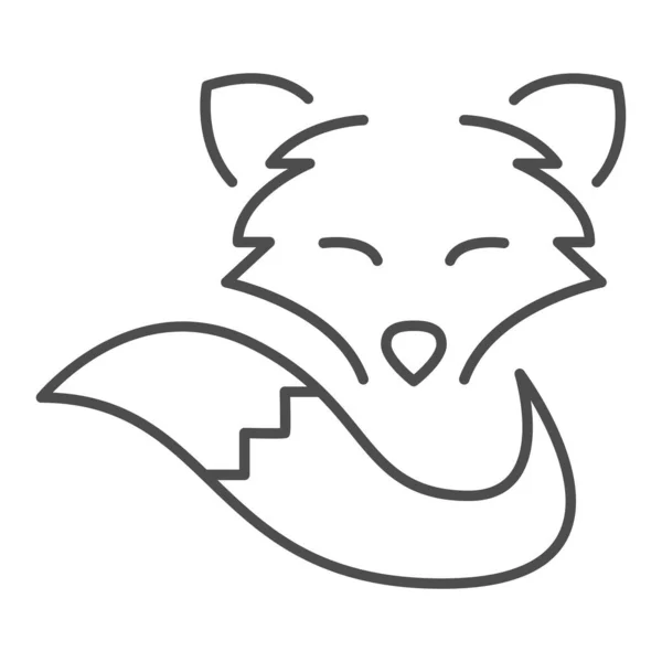 Fox hlava a ocas tenká čára ikona, sociální distancování koncept, divoké lesní zvíře znamení na bílém pozadí, liška logo ikona ve stylu osnovy pro mobilní koncept a web design. Vektorová grafika. — Stockový vektor