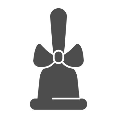 Okul çanı simgesi, yaratılış konsepti, beyaz arka planda kurdele işareti olan çan, mobil konsept ve web tasarımı için sembol şeklinde çan simgesi. Vektör grafikleri.