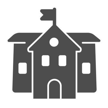 Ortaokul katı ikonu, eğitim kavramı, beyaz arka planda ortaokul tabelası, mobil konsept ve web tasarımı için sembol oluşturma. Vektör grafikleri.