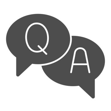 Q harfli Konuşma Baloncukları ve sağlam bir simge, iletişim konsepti, beyaz arka planda sohbet sms işareti, mobil konsept ve web tasarımı için sembol şeklinde sohbet simgesi. Vektör grafikleri.