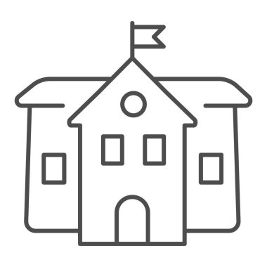 Ortaokul ince çizgi ikonu, eğitim kavramı, beyaz arka planda ortaokul tabelası, mobil konsept ve web tasarımı için tasarım tarzında bir ikon oluşturma. Vektör grafikleri.