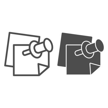 Çıkartmalar düğme çizgisi ve sağlam simge, eğitim konsepti, beyaz arkaplanda çıkartma düğmesi işareti, çıkartmalar ana hatları belirten simge simgesi. Vektör grafikleri.